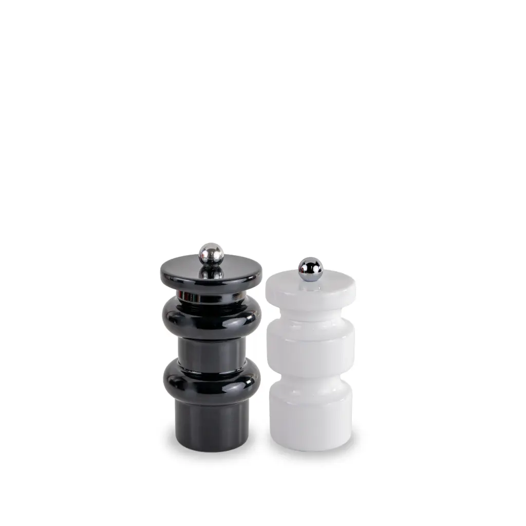 [WD839A] WD LIFESTYLE | Set de moulins à poivre et à sel en bois FSC laqué. Noir et blanc.