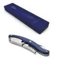 DOUBLE LEVER CORKSCREW WITH PAKKAWOOD HANDLE IN GIFT BOX BLUE