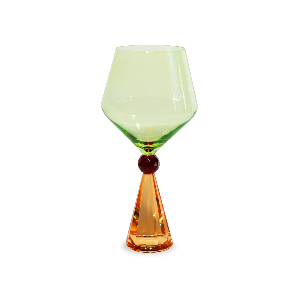 WD - ANVERSA - Verre à gin tonic en verre avec base effet diamant. Couleurs orange et vert