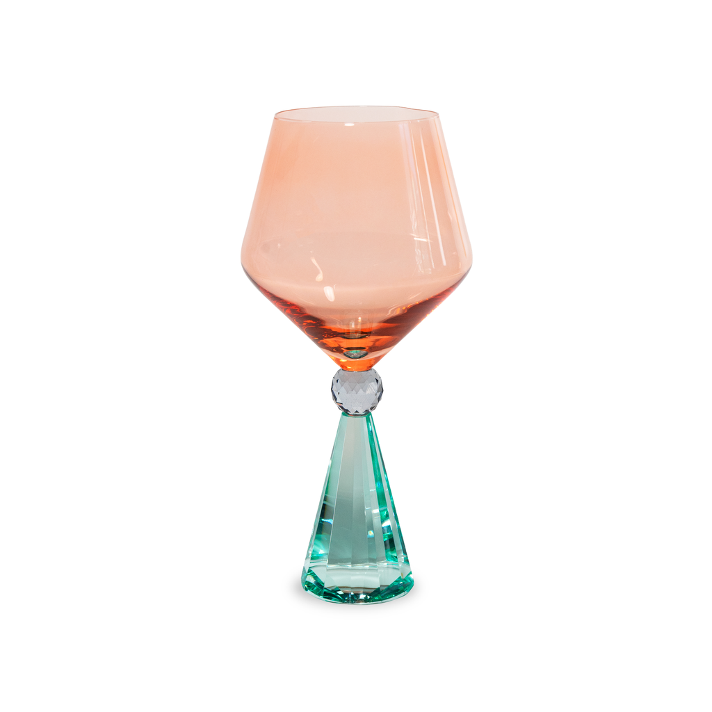 [WD902AZ] WD - ANVERSA - Verre à gin tonic en verre avec base effet diamant. Couleurs orange et vert.