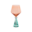 WD - ANVERSA - Verre à gin tonic en verre avec base effet diamant. Couleurs orange et vert.