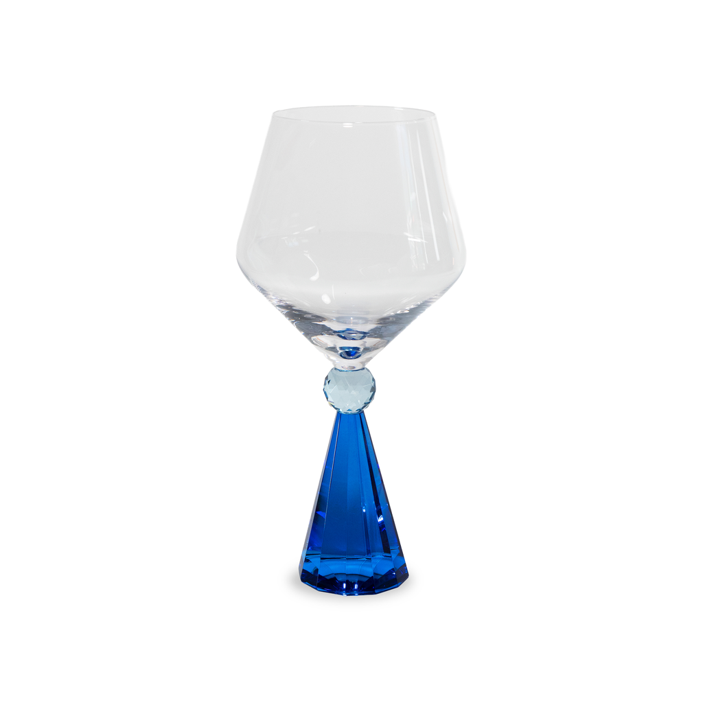 [WD902BL] WD - ANVERSA - Verre à gin tonic en verre avec base effet diamant. Couleur bleu