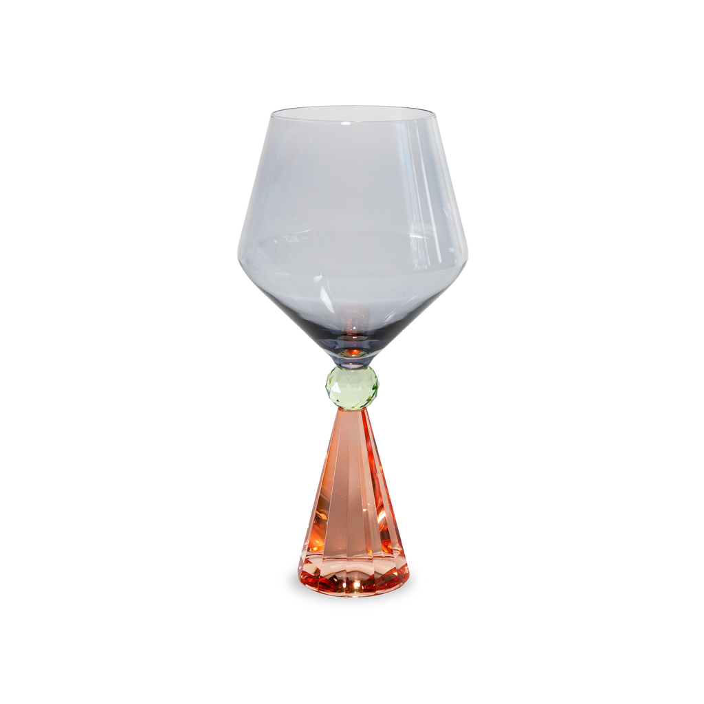 WD - ANVERSA - Verre à gin tonic en verre avec base effet diamant. Couleurs pêche et gris