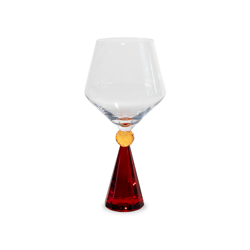 WD - ANVERSA - Verre à gin tonic en verre avec base effet diamant. Couleur rouge