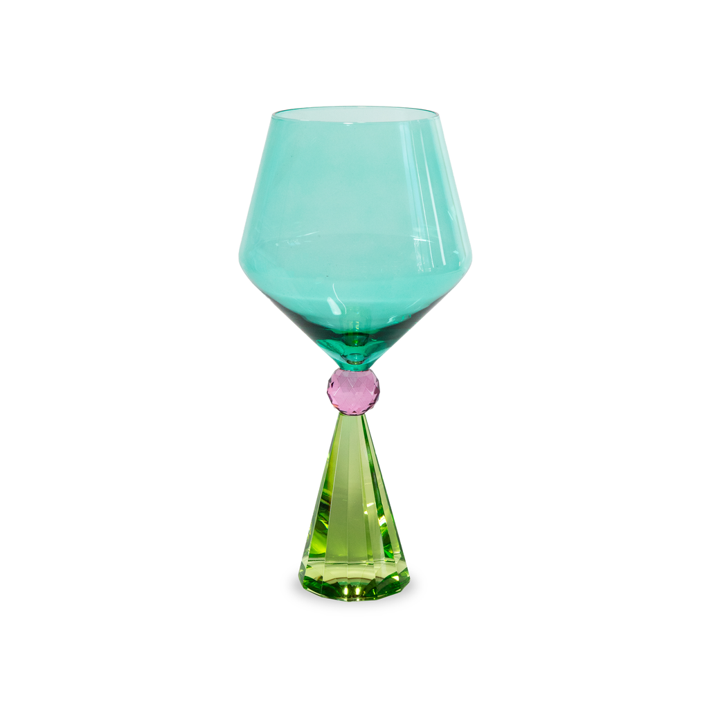 [WD902V] WD - ANVERSA - Verre à gin tonic en verre avec base effet diamant. Couleur bleu