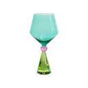 WD - ANVERSA - Verre à gin tonic en verre avec base effet diamant. Couleur bleu